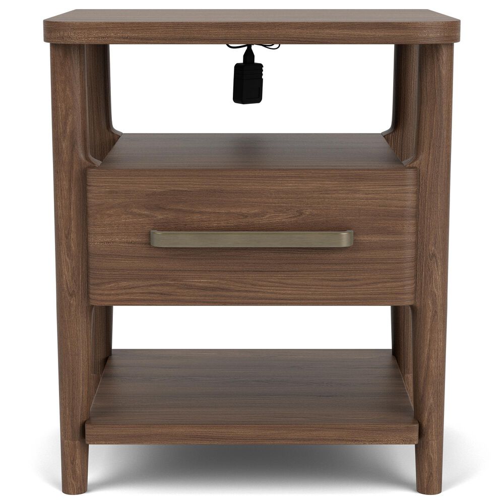Riverside Furniture Delia 1 Drawer 2 Shelf Nightstand in Nouveau Walnut, , large