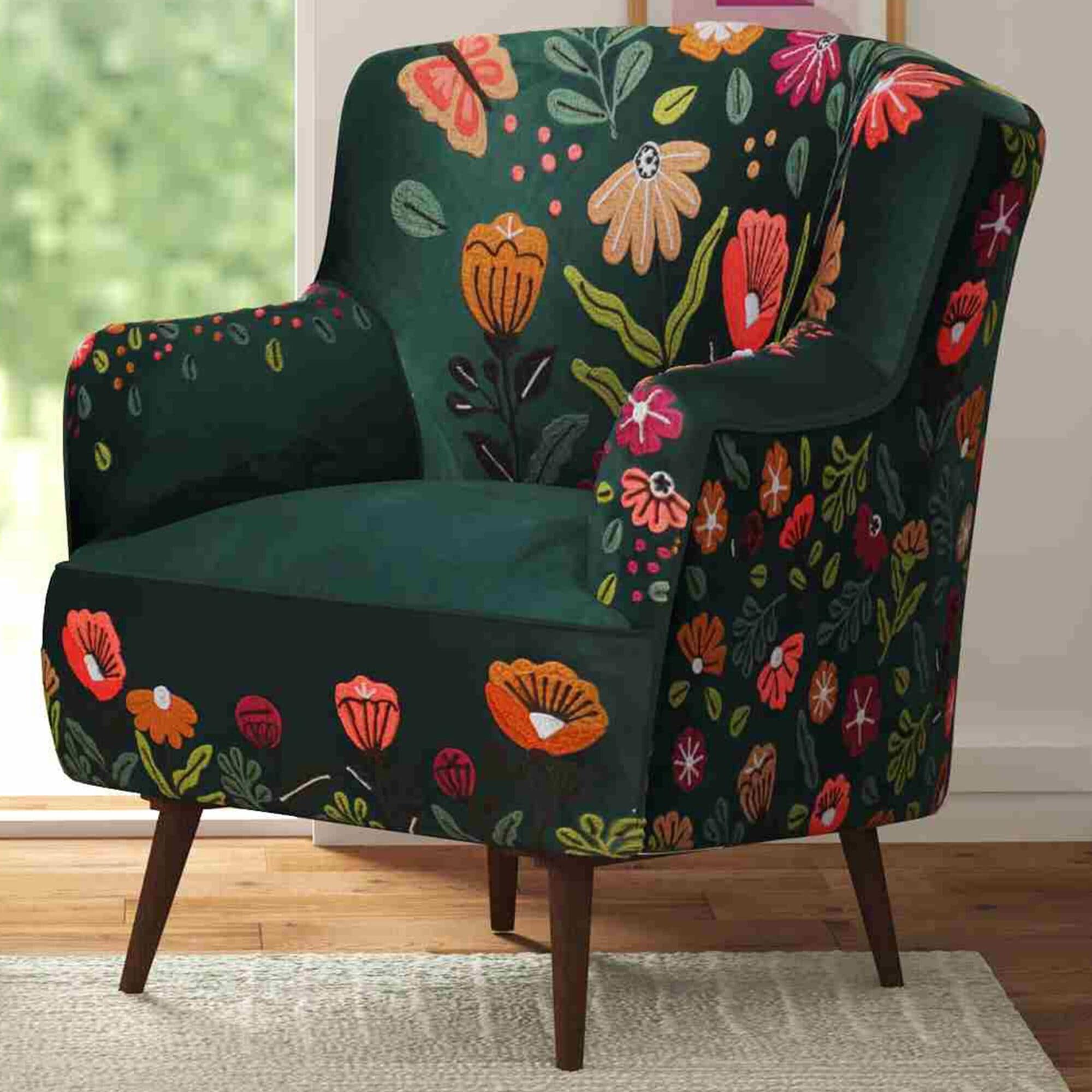 LR Home Matilda Floral Accent Chair in Multicolor