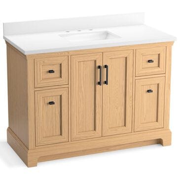 Kohler Charlemont 48" Single Bathroom Vanity in Light Oak with 3 cm White Quartz Top and Rectangular Sink, , large