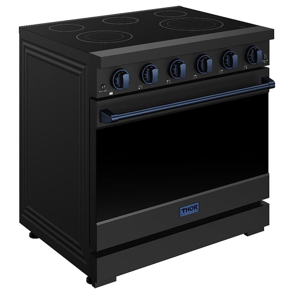 Thor Kitchen Gordon Ramsay 6 Cu. Ft. Professional Freestanding Electric Range with Blue Handle Kit in Black, , large