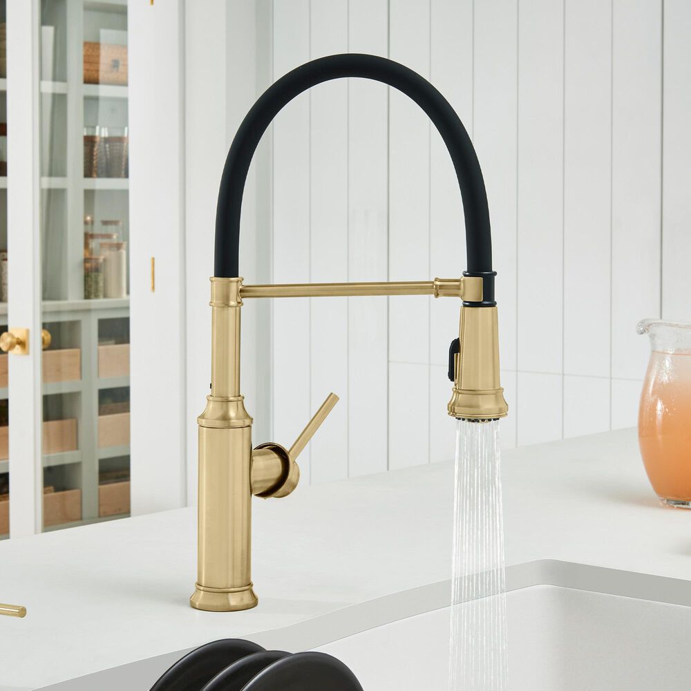 Blanco Empressa Semi Pro Kitchen Faucet 1.5 GPM in Satin Gold and Matte Black, , large