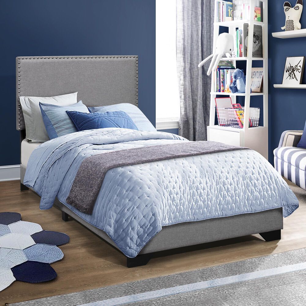 The Monday Company Twin Upholstered Bed in Gray, , large