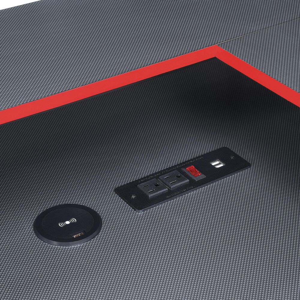 OSP Home Disruptor L-Shaped Gaming Desk in Black and Red, , large