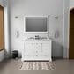 Lexora Home Dukes 48" Double Bathroom Vanity in White with 2 cm White Quartz Top and Rectangular Sinks, , large