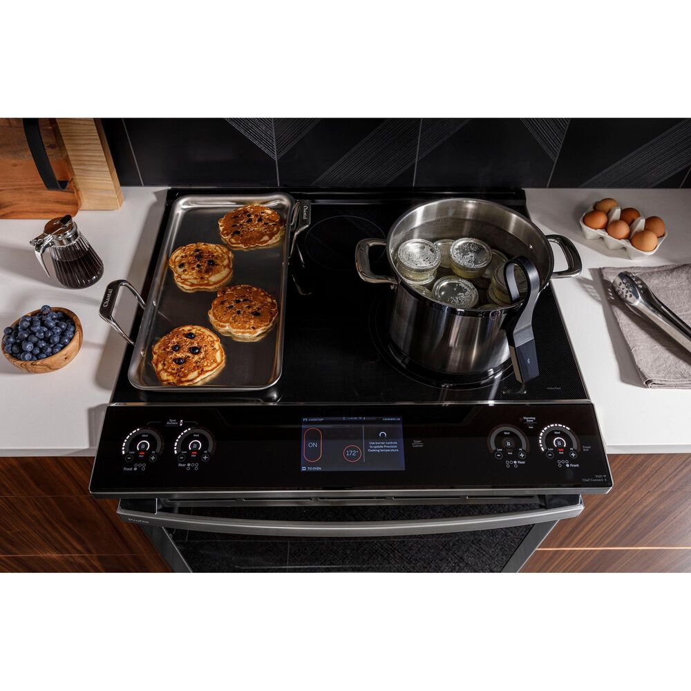 GE Profile 5.3 Cu. Ft. Smart Induction Electric Range and 2.1 Cu. Ft. Over-the-Range Sensor Microwave Oven in Fingerprint Resistant Stainless Steel, , large