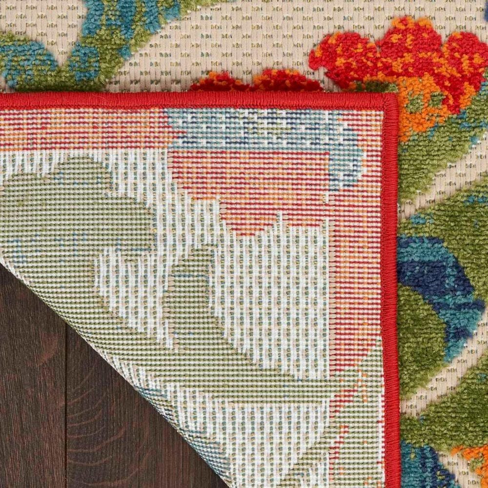 Nourison Aloha 5&#39;3&quot; x 7&#39;5&quot; Red and Multicolor Indoor/Outdoor Area Rug, , large