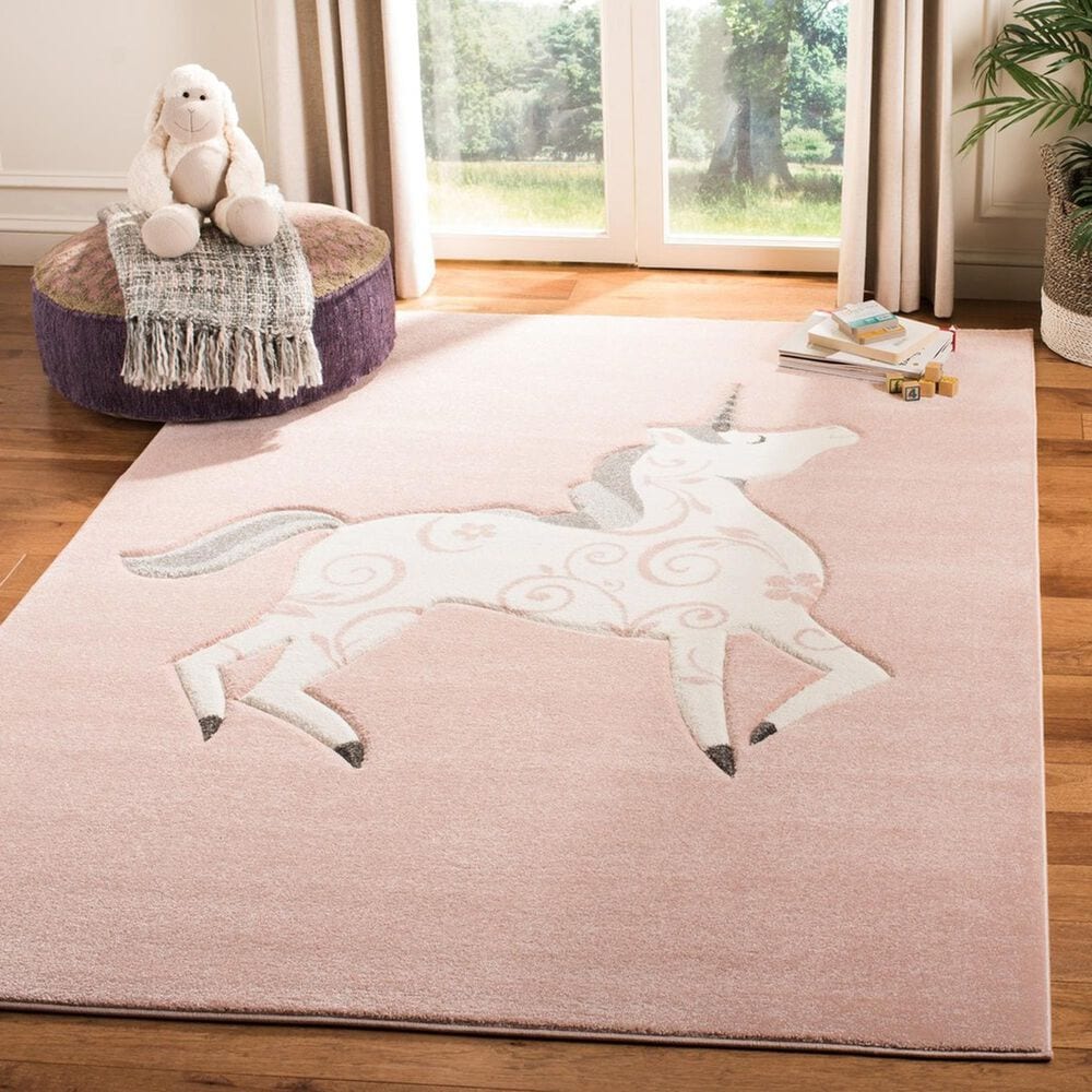 Safavieh Carousel CRK163 6&#39;7&quot; x 9&#39; Pink and Ivory Kids  Area Rug, , large