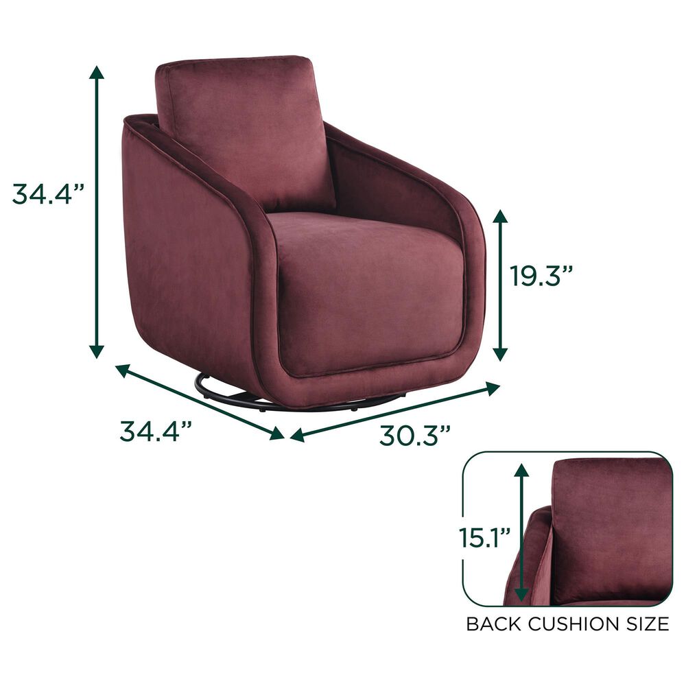Lifestyle Solutions Lydia Swivel Accent Chair in Plum, , large