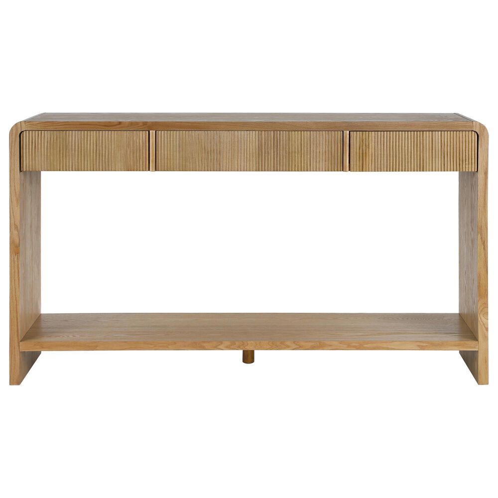 Hearth and Haven 3-Drawer Console Table with Open Shelf in Brown, , large