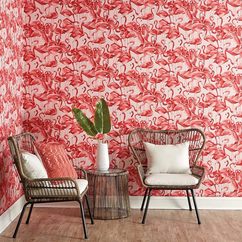 Tempaper Flamingo Cheeky Pink Peel and Stick Wallpaper, , large