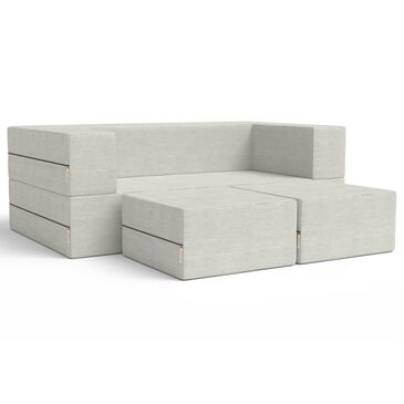 Jaxx Zipline 3-Piece Stationary Convertible Sleeper Loveseat in Ice Velvet, , large