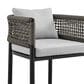 Armen Living Alegria Patio Counter Height Bar Stool with Gray Cushion in Black, , large