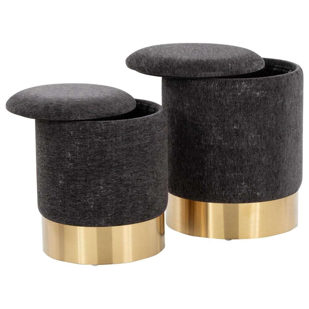 Lumisource Marla 2-Piece Nesting Ottoman Set in Black, , large