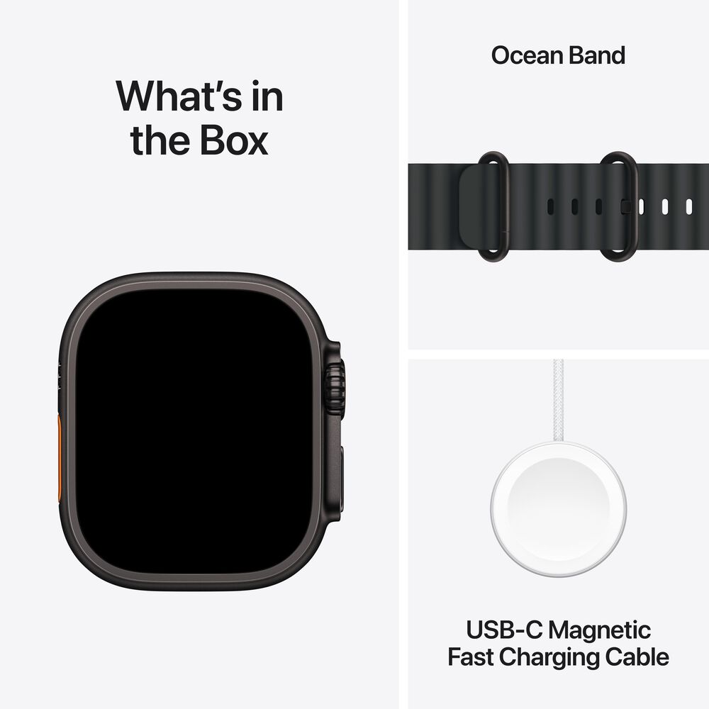 Apple Watch Ultra 3 &#40;GPS+Cellular&#41; 49mm Black Titanium Case with Black Ocean Band - Black - &#40;2025&#41;&#40;Pre-Order&#41;, , large