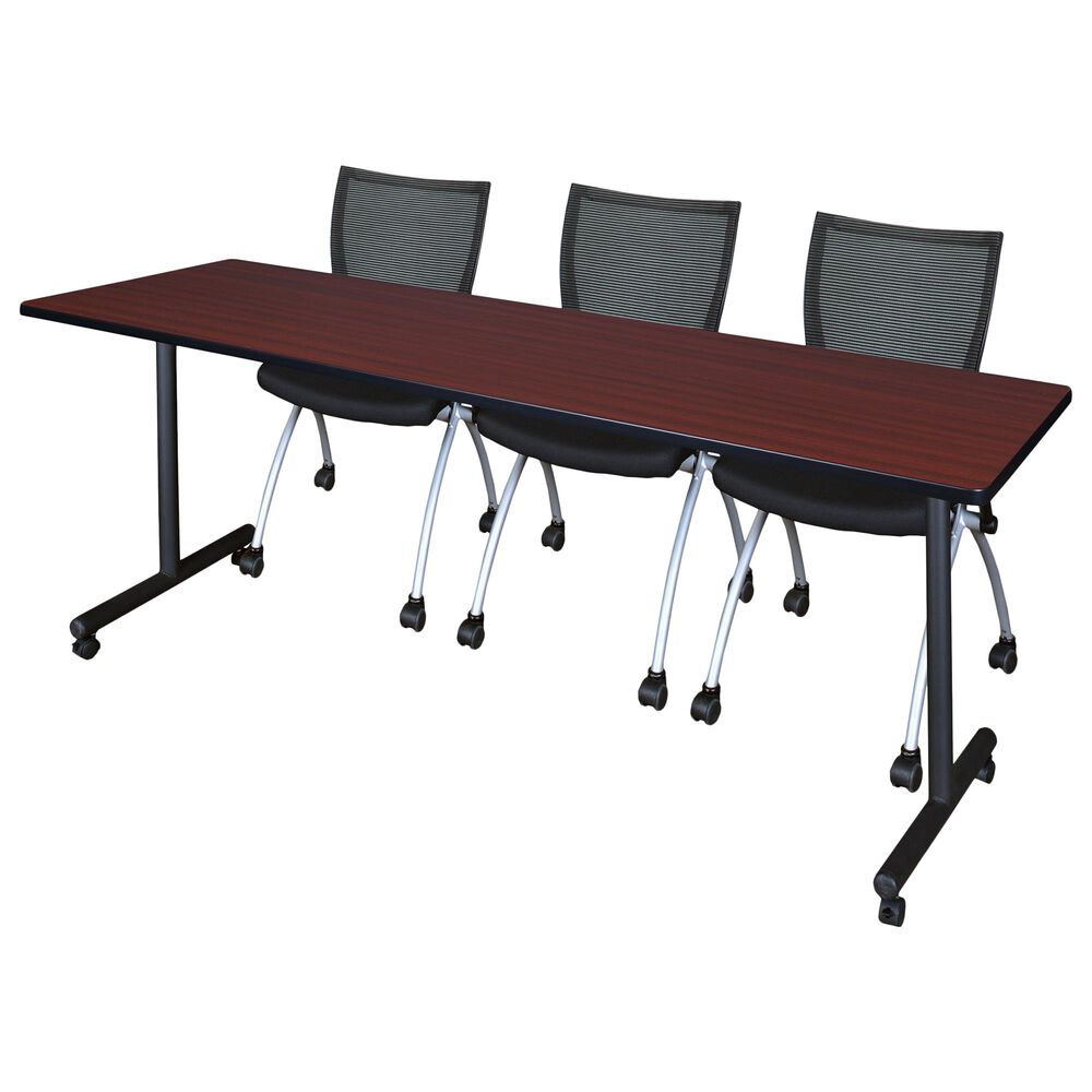 Regency Global Sourcing Kobe 4-Piece Training Table Set in Mahogany/Black, , large