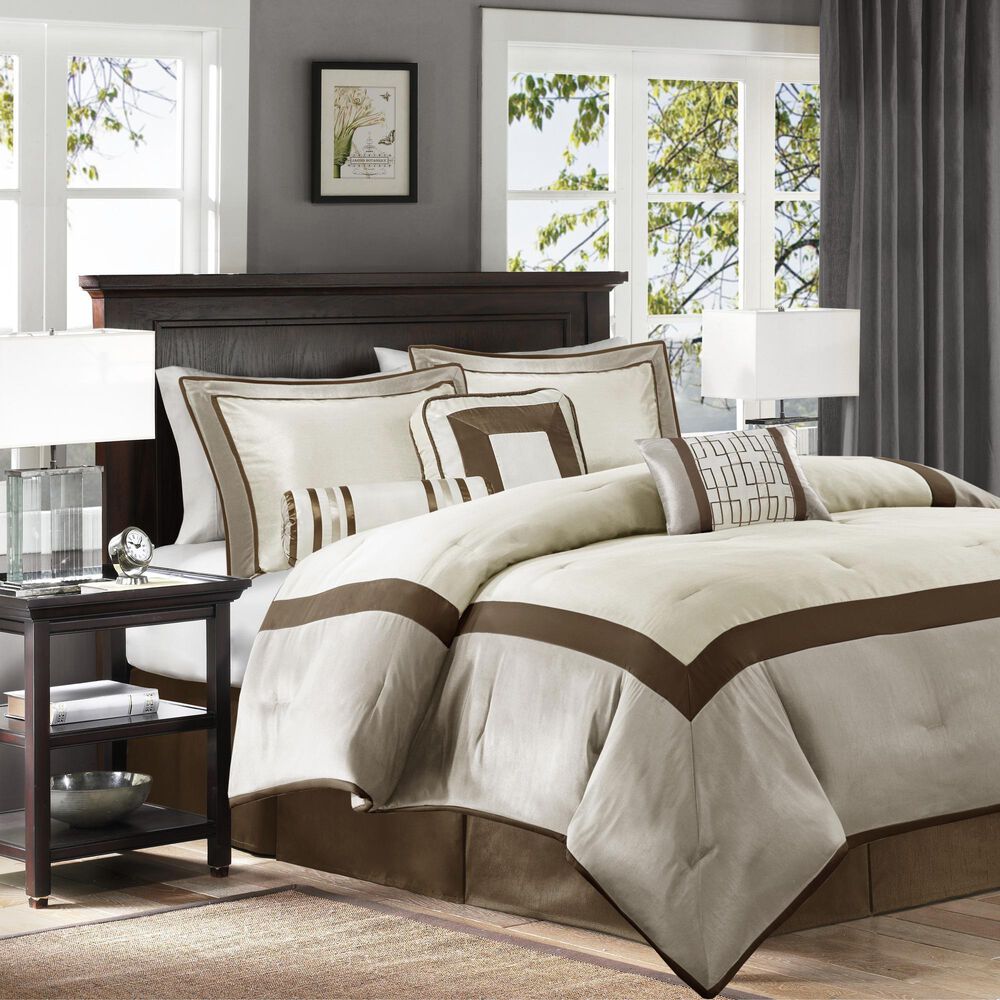 Hampton Park Genevieve 7-Piece Queen Comforter Set in Taupe and Brown, , large