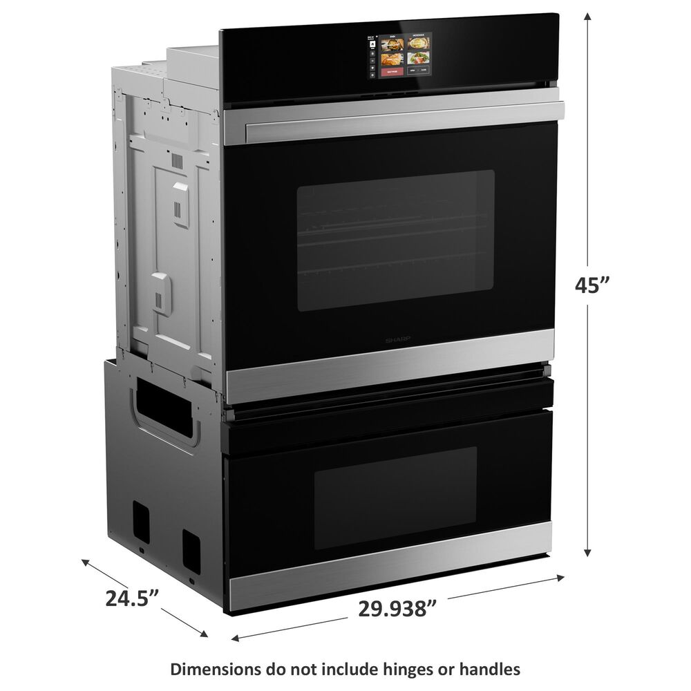 Sharp 30&quot; Smart Electric Microwave Wall Oven Combo in Stainless Steel and Black, , large