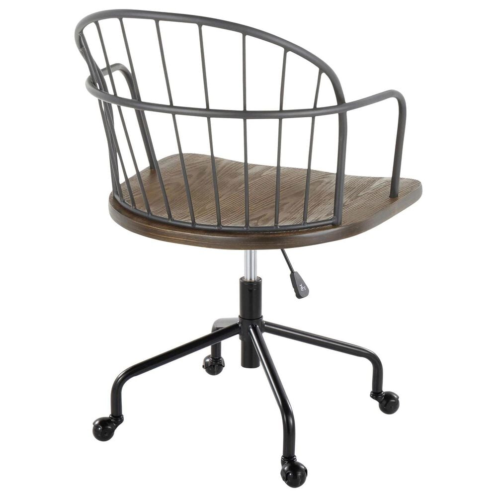 Lumisource Riley Office Chair in Black and Dark Walnut, , large