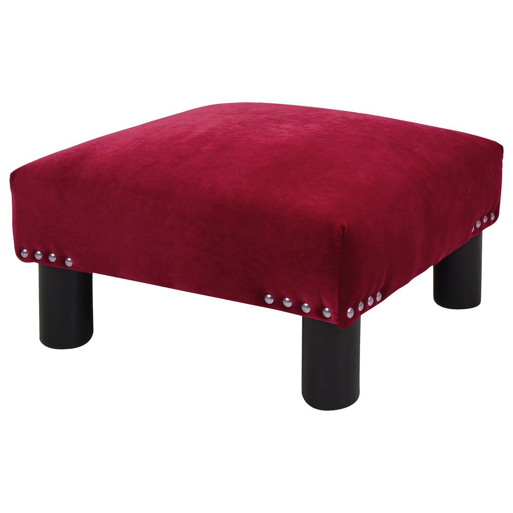 Jennifer Taylor Home Jules 16" Accent Ottoman in Siren Red Velvet, , large