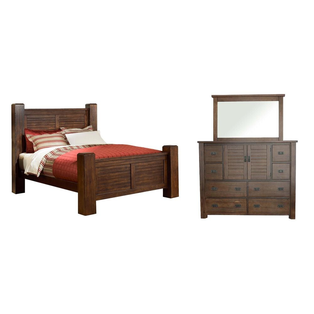 Tiddal Home Trestlewood 3-Piece Queen Bedroom Set in Mesquite Pine, , large