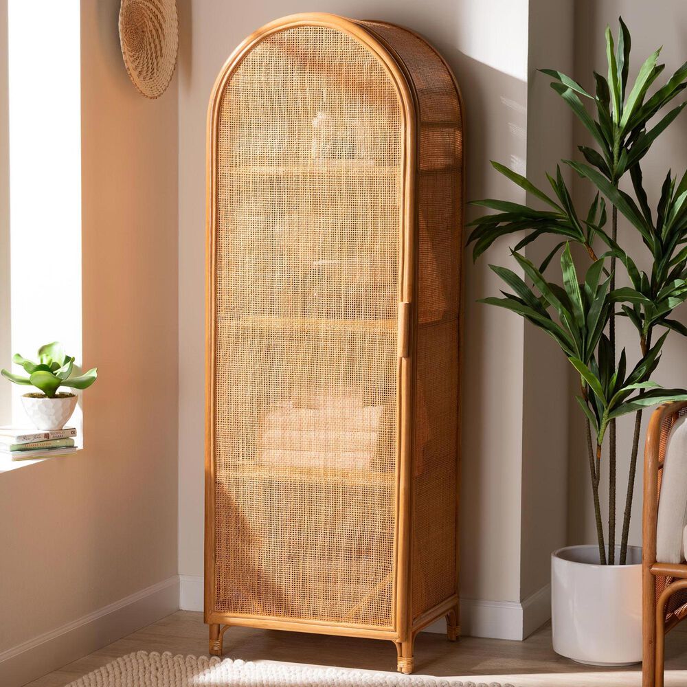 Baxton Studio Paloma 1-Door Accent Cabinet with Shelves in Light Honey, , large
