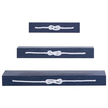Maple and Jade 3-Piece Wall Shelf with Knotted Rope in Dark Blue and White, , large