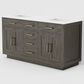 Lexora Home Abbey 60" Double Bathroom Vanity in Brown Oak with 2 cm White Carrara Marble Top and Rectangular Sinks, , large