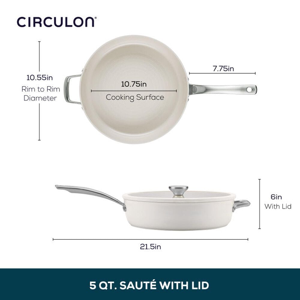 Circulon 5-Quart Ceramic Nonstick Saute Pan with Lid in Pearl White, , large