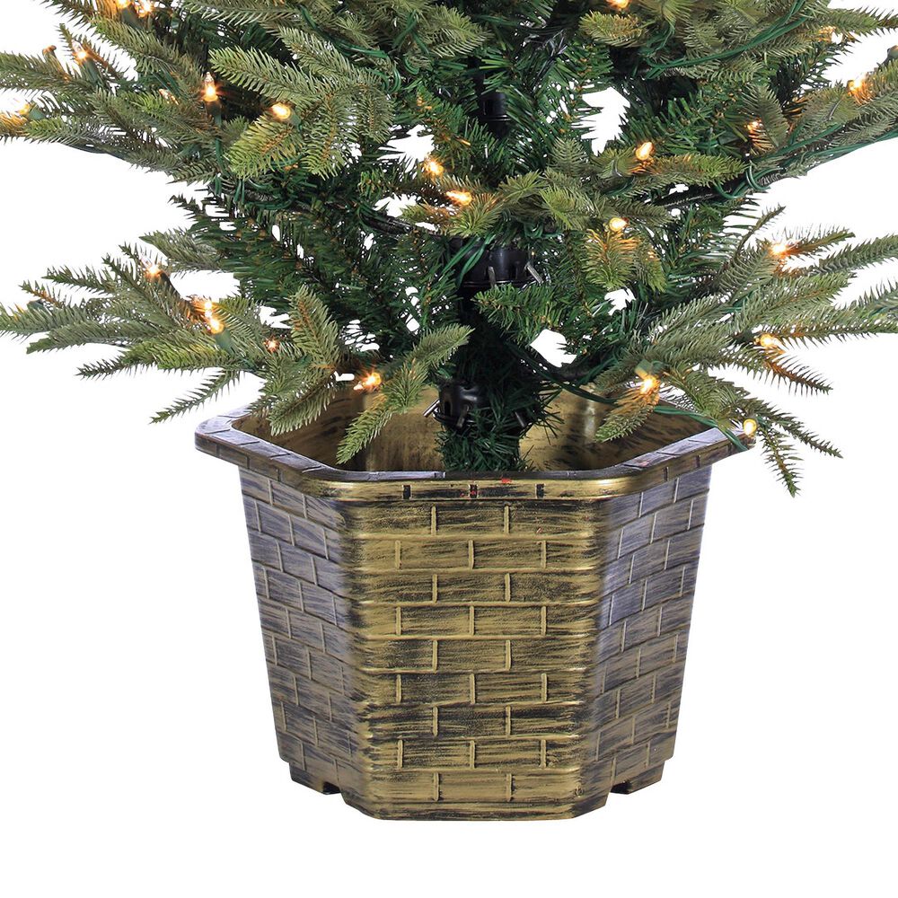 The Gerson Company 4.5&#39; Potted Pre-Lit Artificial Eastern Pine with White Lights in Green, , large