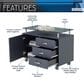 Rta Products Llc Rolling Storage Cabinet with Frosted Glass Top in Graphite, , large