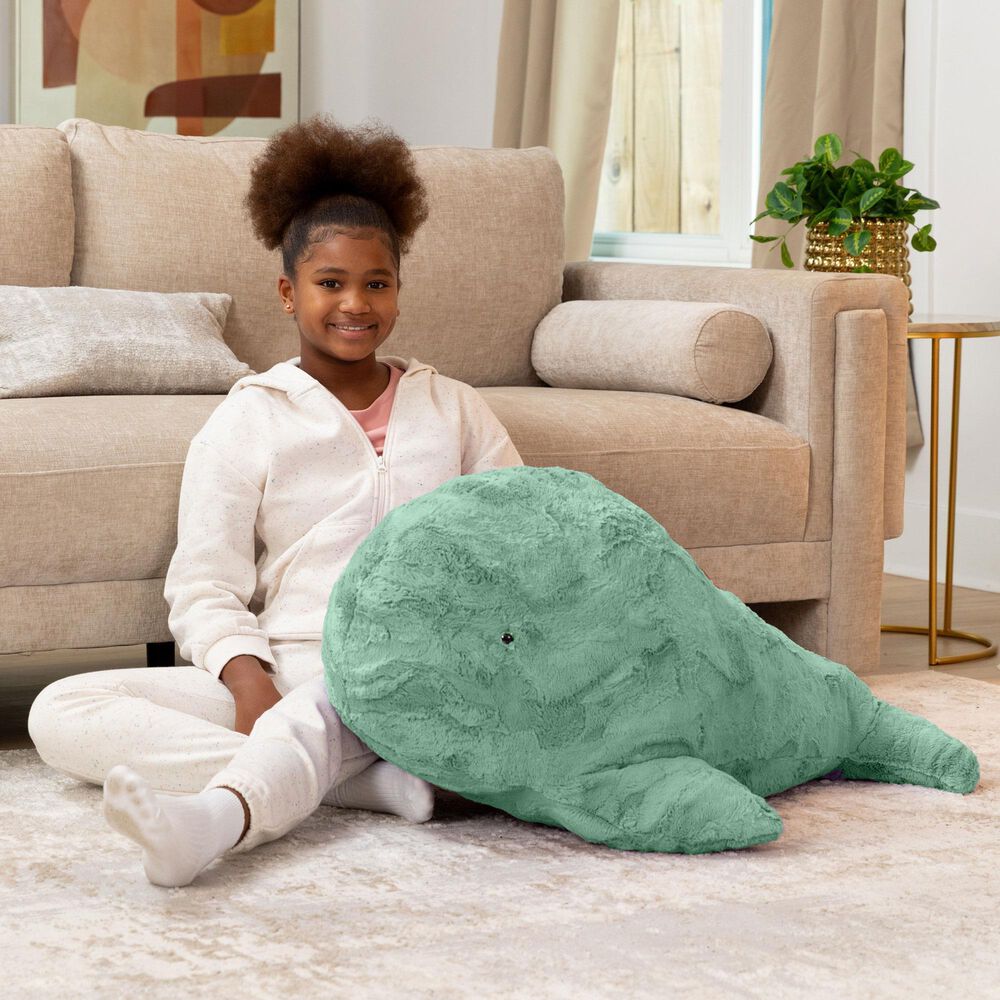 Jaxx Marina The Whale Sea Buddy Large Kids Stuffed Animal Bean Bag in Spearmint Green, , large