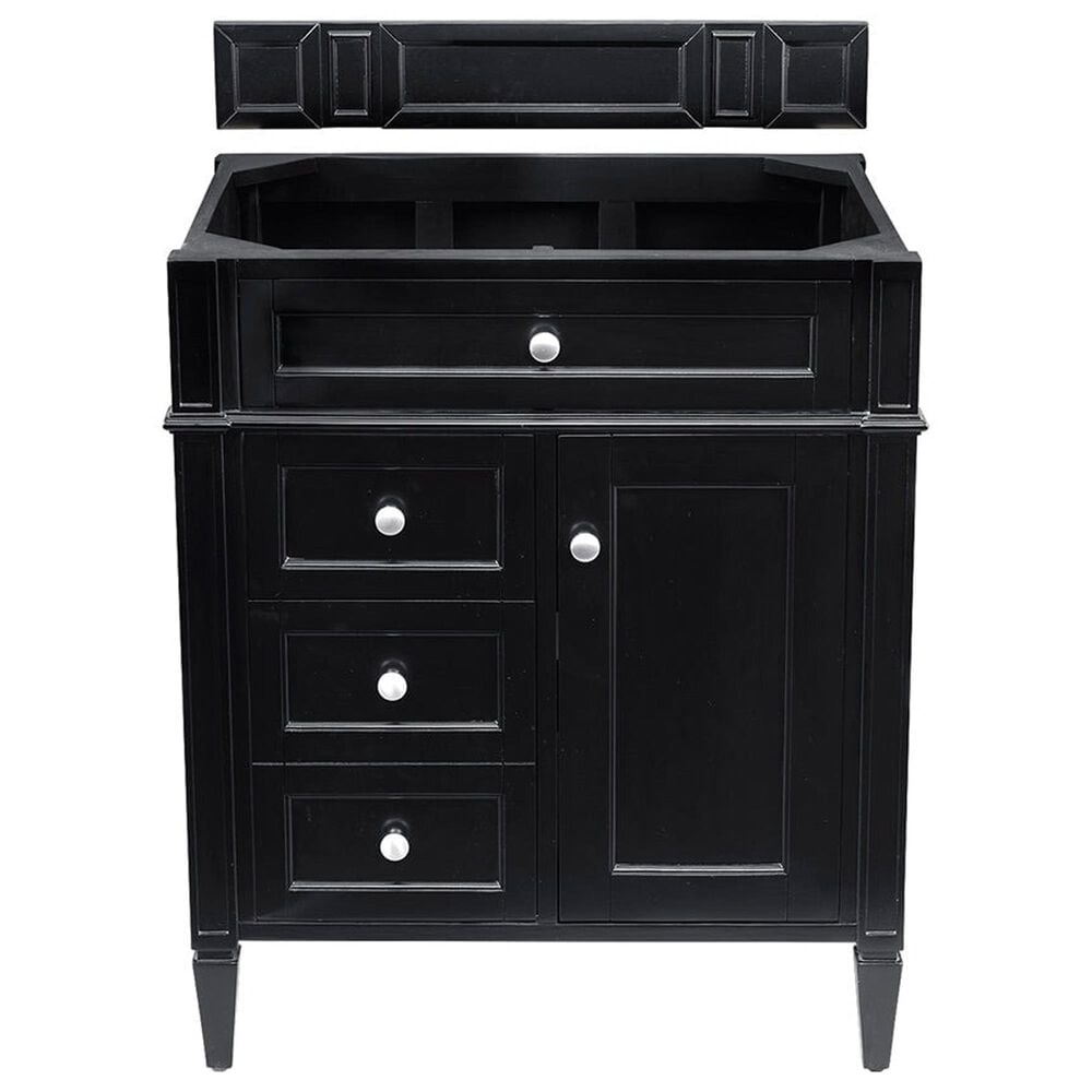 James Martin Vanities Brittany 30" Single Bathroom Vanity in Black Onyx with 3 cm Victorian Silver Quartz Top and Rectangular Sink, , large