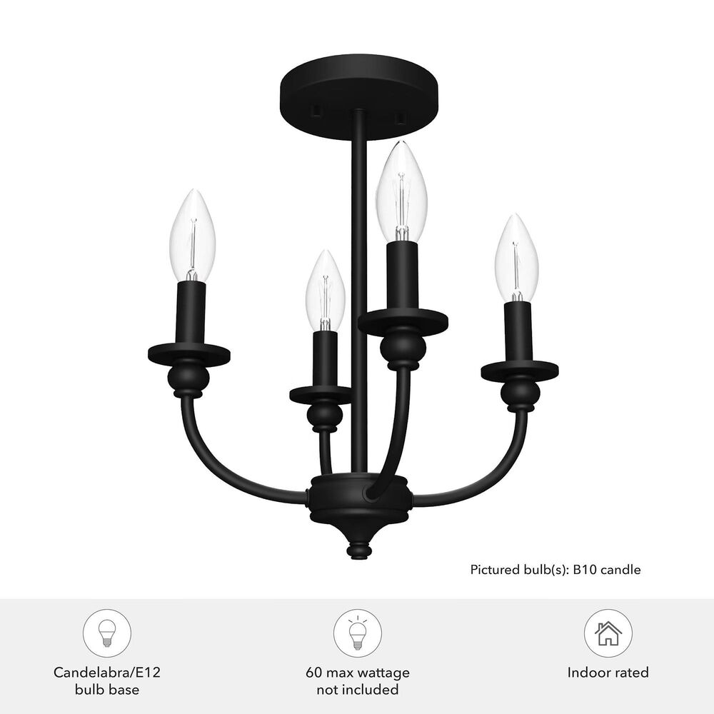 Hunter Southcrest 4-Light Semi-Flush Mount in Flat Matte Black, , large