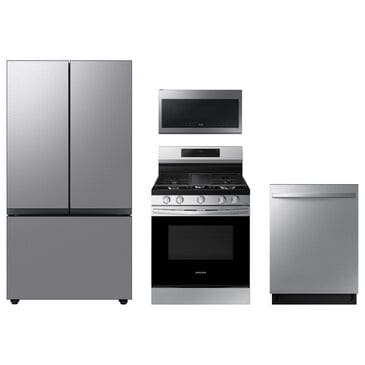 Samsung 4-Piece Kitchen Package with 30 Cu. Ft. French Door Refrigerator and 6.0 Cu. Ft. Smart Freestanding Gas Range in Stainless Steel, , large