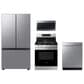 Samsung 4-Piece Kitchen Package with 30 Cu. Ft. French Door Refrigerator and 6.0 Cu. Ft. Smart Freestanding Gas Range in Stainless Steel, , large