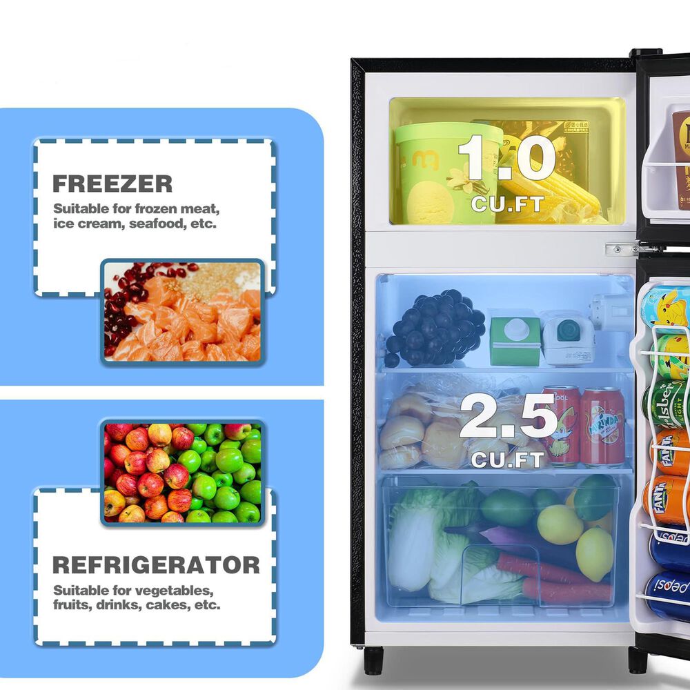 HOMLUX 3.5 Cu. Ft. Top Freezer Refrigerator with Adjustable Thermostat in Silver, , large