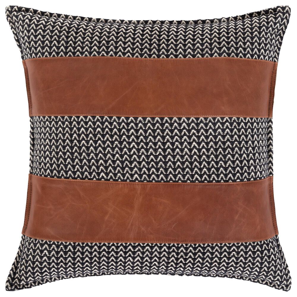 Surya Fiona 20" x 20" Throw Pillow in Black, Brown and Ivory, , large