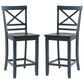 Linon Home Decor Aliza Counter Stool in Blue and Dark Grey (Set of 2), , large