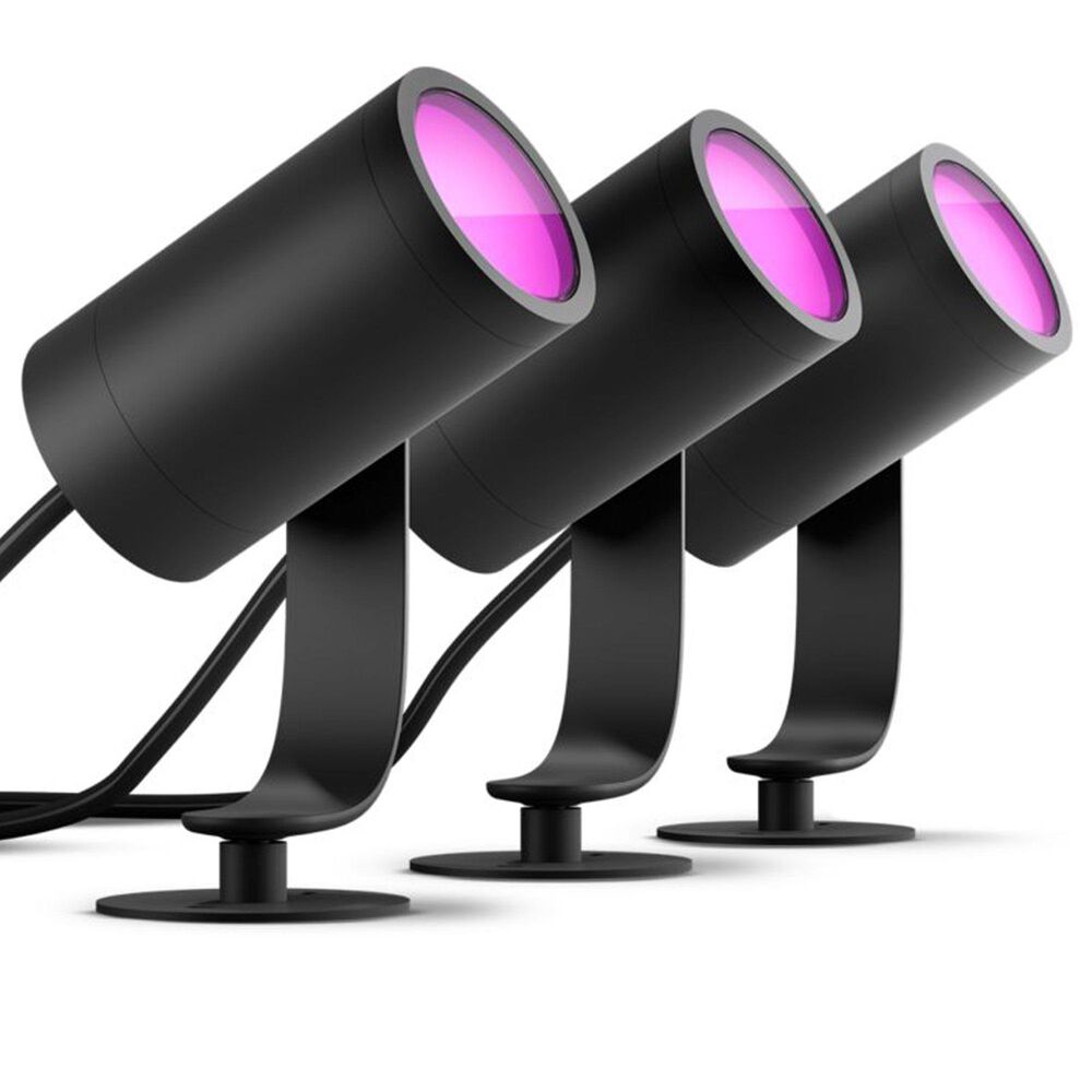 Philips Hue Lily Outdoor Spot Light Base Kit in Black &#40;3-Pack&#41;, , large