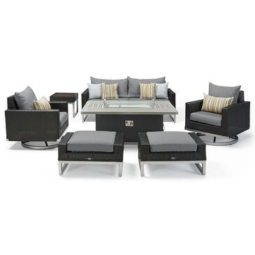 RST Brands Milo 7-Piece Sunbrella Patio Motion Fire Set in Charcoal Grey, , large
