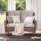 Sunwell Garden Outdoor Glider Loveseat with Brown Rattan in Beige, , large