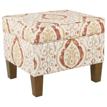 Kinfine Square Ottoman in Burnt Orange and Cream, , large