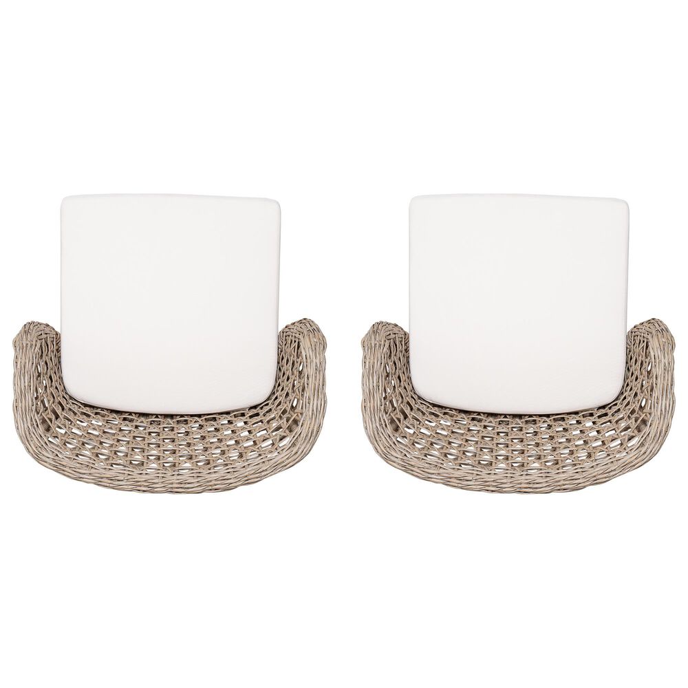 Hearth and Haven Outdoor Bar Stool with Woven Wicker Back and Cushion in Beige (Set of 2), , large