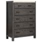 Nicolette Home Plum Creek 5 Piece Queen Upholstered Panel Bedroom Set in Ravenwood Black, , large