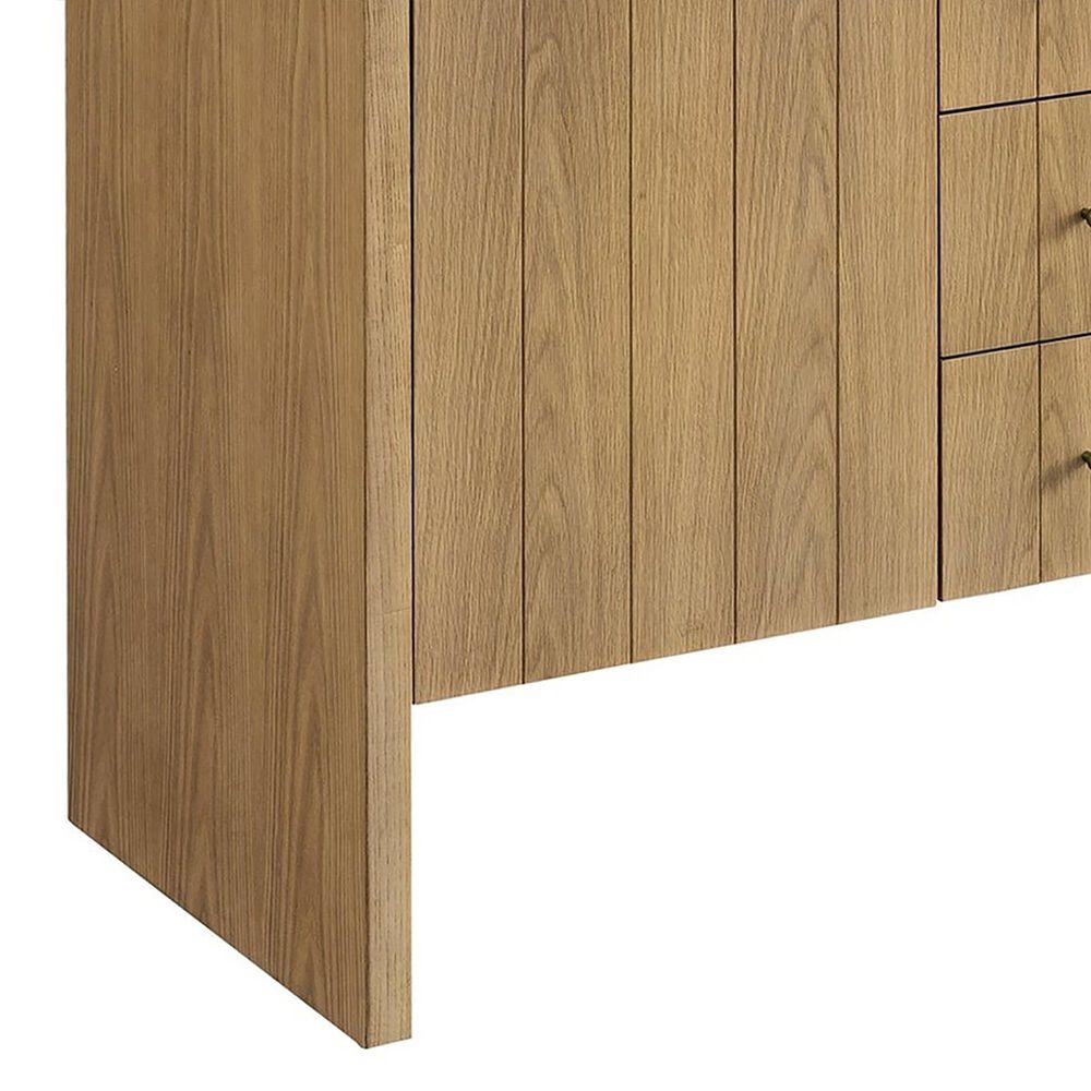 James Martin Vanities Hudson 60&quot; Single Bathroom Vanity in Light Natural Oak with 3 cm White Zeus Quartz Top and Rectangular Sink, , large