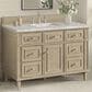 James Martin Vanities Lorelai 48" Single Vanity in Whitewashed Oak with 3 cm Victorian Silver Quartz Top, , large