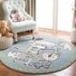 Safavieh Carousel CRK185 5"3" Round Ivory and Blue Kids  Area Rug, , large