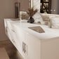 Lexora Home Geneva 80" Double Bathroom Vanity in Glossy White with 2 cm White Cultured Marble Top and Rectangular Sinks, , large