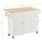 HOMLUX 53" Rolling Mobile Kitchen Island with Solid Wood Top and Locking Wheels in White, , large