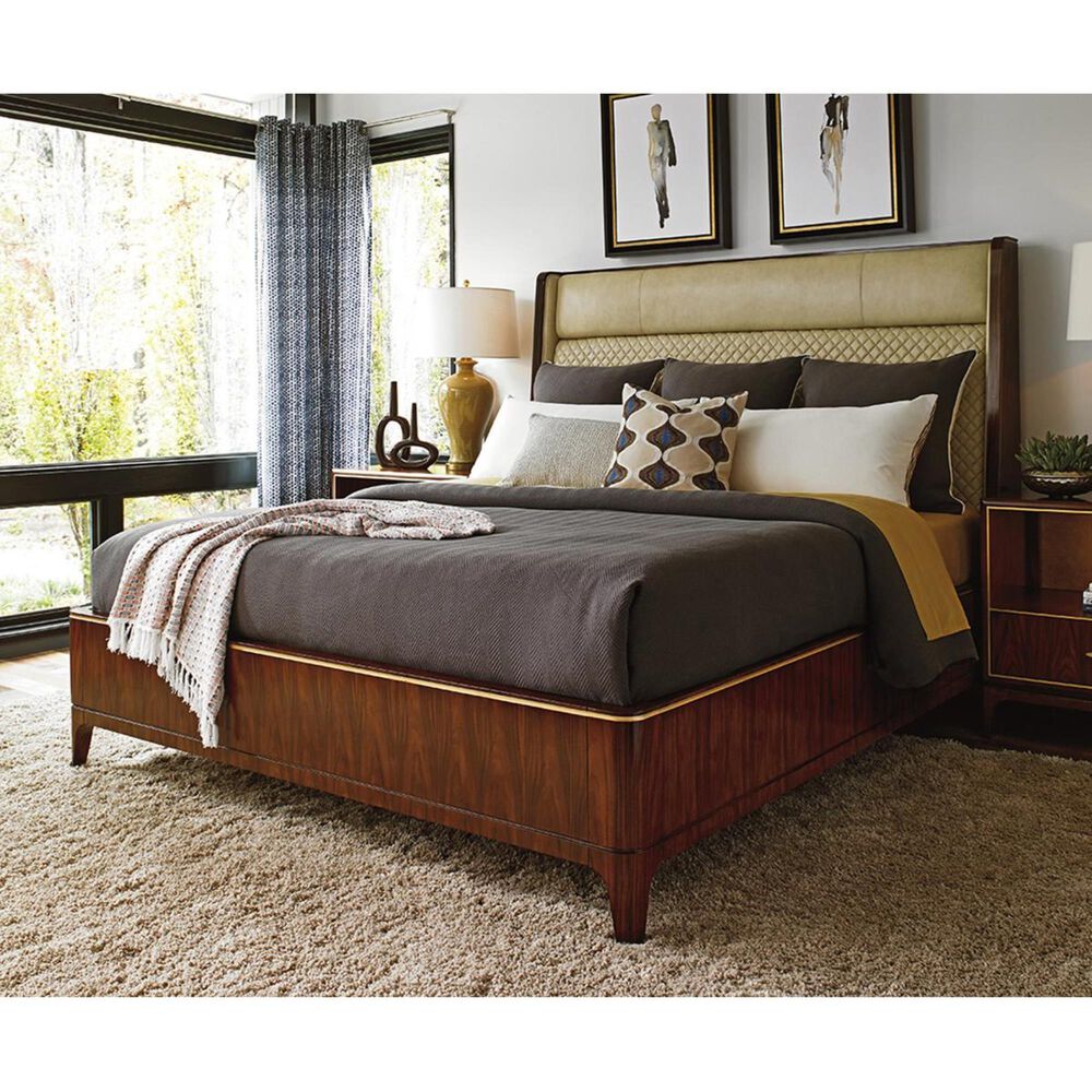 Lexington Furniture Take Five Empire California King Bed with Ivory Upholstered in Rosewood, , large